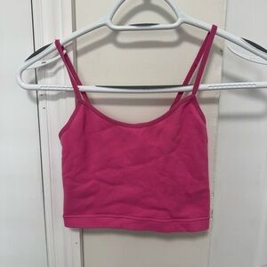 Garage pink ribbed cropped tank top